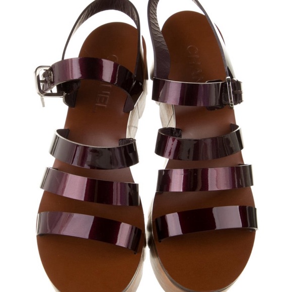 Chanel Patent Leather Slingback Sandals - Picture 7 of 9